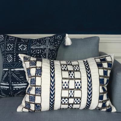 The Rug Seller Loseta Embellished Cushion By William Yeoward in Indigo Blue