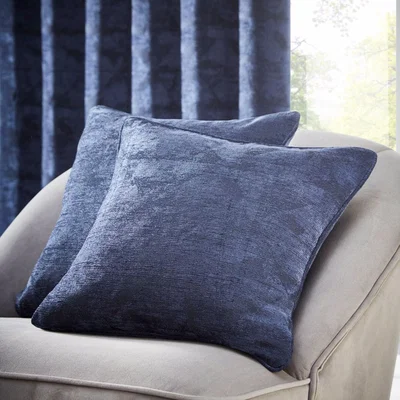 The Rug Seller Topia Distressed Cushion By Clarke And Clarke in Ink Blue