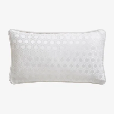 The Rug Seller Hexagon Boudoir Geometric Cushion By Tess Daly in White&nbsp;50x30cm