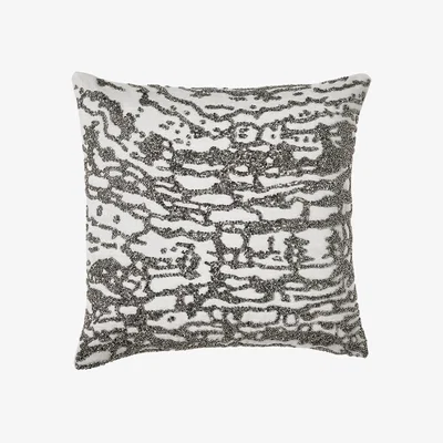 The Rug Seller Donna Karan Luna Bead Work Cushion in Platinum Grey&nbsp;40x40cm