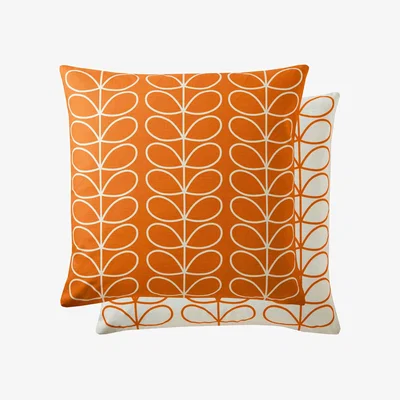 The Rug Seller Small Linear Stem Cushion in Persimmon by Orla Kiely