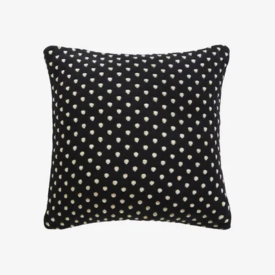 The Rug Seller Polka Knit Cotton Cushion By Tess Daly in Black Gold