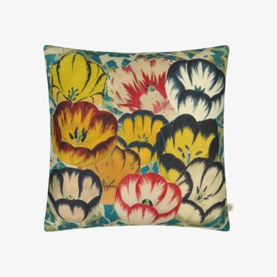 The Rug Seller Tulips Floral Cushion in Cobalt Blue by John Derian