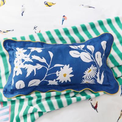 The Rug Seller Dawn Chorus Birds Cotton Cushion by Joules in Blue30x60cm