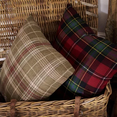 The Rug Seller Dunmore Plaid Cushion in Currant Red by Ralph Lauren55x55cm