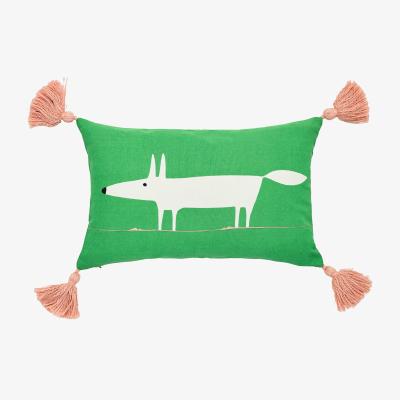 The Rug Seller Mr Fox Tassel Cushion by Scion in Mint Leaf Green30x50cm