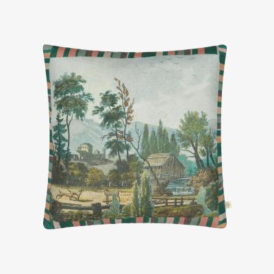 The Rug Seller Pastoral Cushion in Sky Green by John Derian