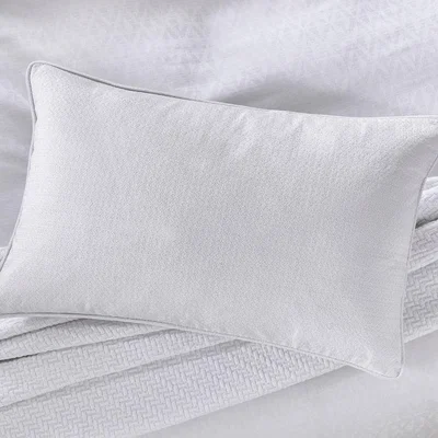 The Rug Seller Kham Jacquard Geometric Cotton Cushion in White
