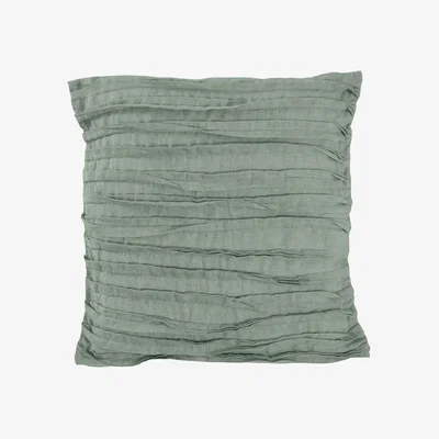 The Rug Seller Lazy Linen Plain Ruffle Cushion in Sage Green&nbsp;40x40cm