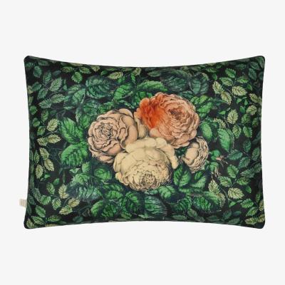 The Rug Seller Friendship Floral Cushion in Forest Green by John Derian