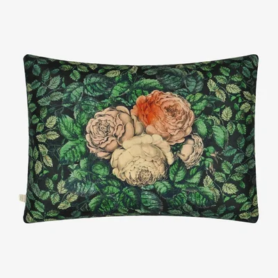 The Rug Seller Friendship Floral Cushion in Forest Green by John Derian
