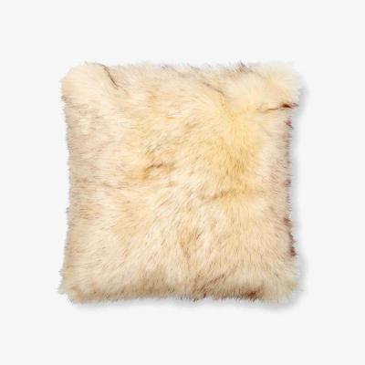 The Rug Seller Berwyn Faux Fur Cushion by Laura Ashley in Cream&nbsp;58x58cm