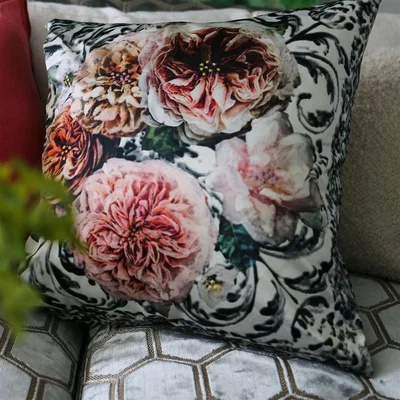 The Rug Seller Pahari Damask Floral Cushion By Designers Guild in Tuberose