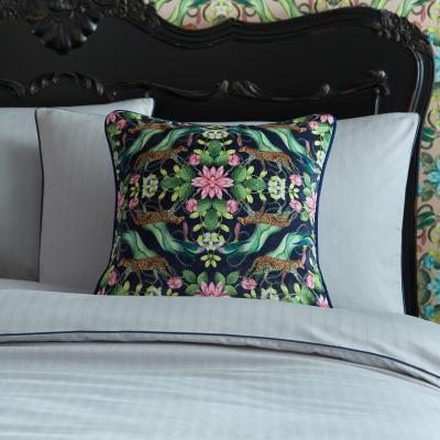 The Rug Seller Menagerie Botanical Velvet Cushion By Wedgwood in Midnight Blue