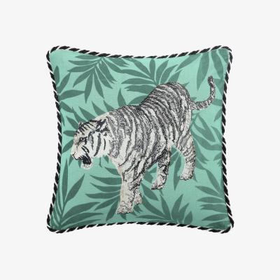 The Rug Seller Kingdom Tiger Cushion by Ted Baker in Sage Green
