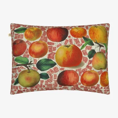 The Rug Seller Apples Cushion in Carmine Red by John Derian