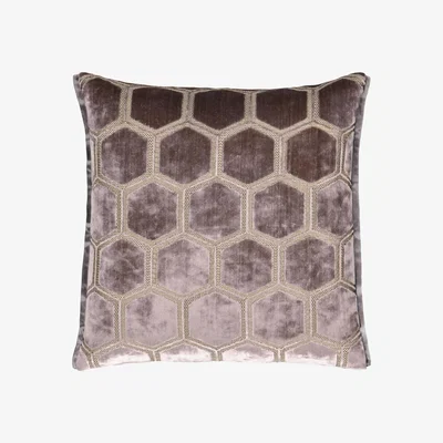 The Rug Seller Manipur Hexagonal Velvet Cushion By Designers Guild in Espresso Brown