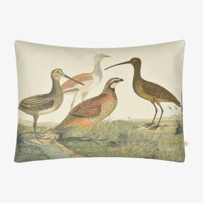 The Rug Seller Birds Of A Feather Cushion in Parchment Brown by John Derian