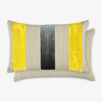 The Rug Seller Nikita Striped Cushion by William Yeoward in Citron Yellow