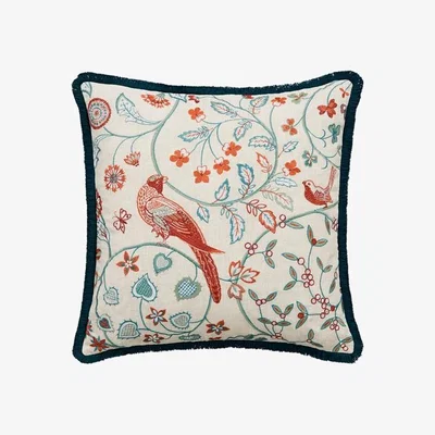 The Rug Seller Sunflower Cushion in Saffron and Teal Green by Morris & Co