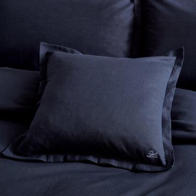 The Rug Seller Muro Fine Lines Cotton Plain Dye Cushion in Midnight Blue