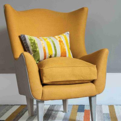 The Rug Seller Reilly Striped Cushion by William Yeoward in Spice Orange50x35cm