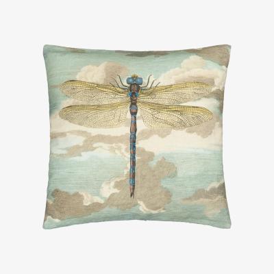 The Rug Seller Dragonfly Over Clouds Cushion in Sky Blue By John Derian