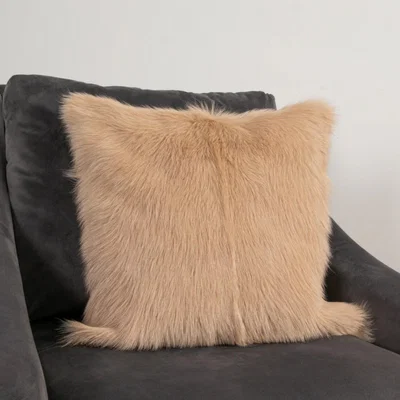 The Rug Seller Florie Plain Goatskin Cushion in Cream45x45cm