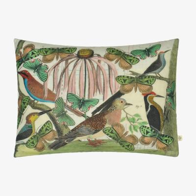 The Rug Seller Floral Aviary Cushion in Parchment by John Derian Multi