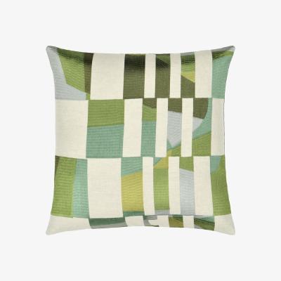 The Rug Seller Designers Guild Glasshouse Geometric Cushion in Celadon Green