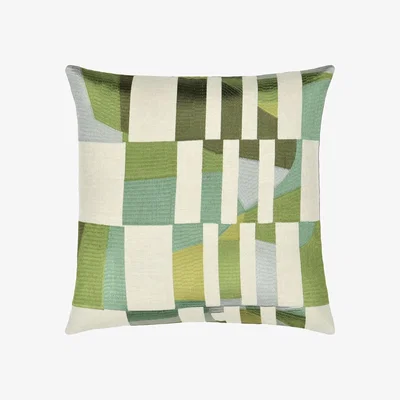 The Rug Seller Designers Guild Glasshouse Geometric Cushion in Celadon Green