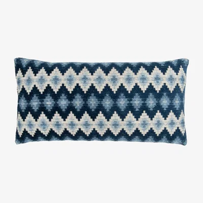 The Rug Seller Perzina Geometric Cushion by William Yeoward in Midnight Blue&nbsp;30x60cm