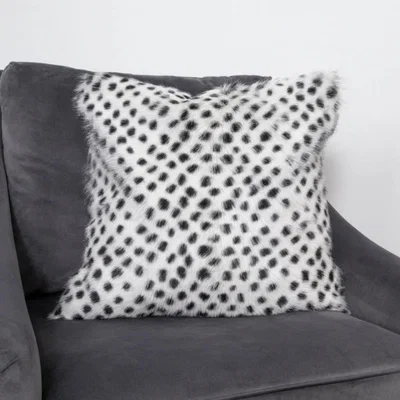 The Rug Seller Jane Polka Dot Goatskin Cushion in Black45x45cm