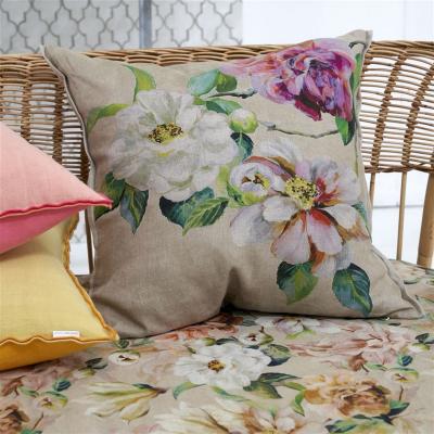 The Rug Seller Designers Guild Jardin Botanique Grande Peony Floral Cushion in Natural