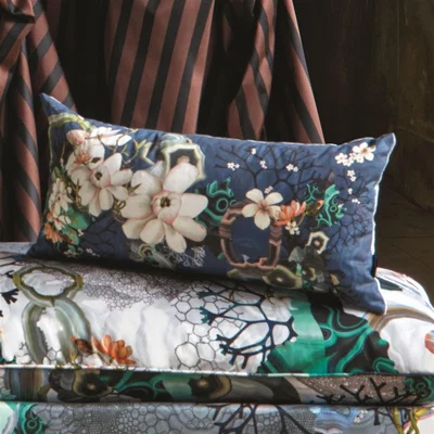 The Rug Seller Christian Lacroix Algae Bloom Cushion in Pearl Grey