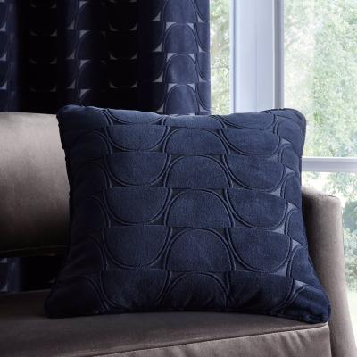 The Rug Seller Lucca Geometric Cushion By Clarke And Clarke in Midnight Blue