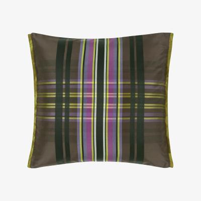 The Rug Seller Chennai Tartan Silk Cushion By Designers Guild in Chocolate Brown