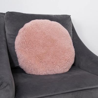 The Rug Seller Talia Round Sheepskin Cushion in Pink40x40cm