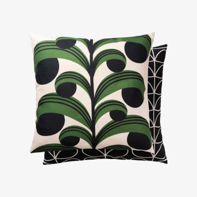 The Rug Seller Exotic Leaves Stem Indoor Outdoor Cushion By Orla Kiely in Green