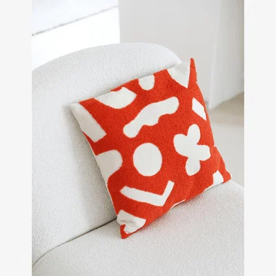 Rose & Grey Burnt Red Abstract Cushion
