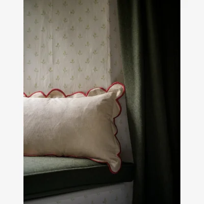 Rose & Grey Scallop Cushion in Rust
