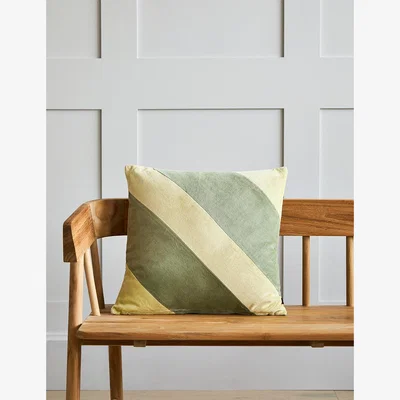 Rose & Grey HKliving Velvet Mint & Cream Striped Cushion
