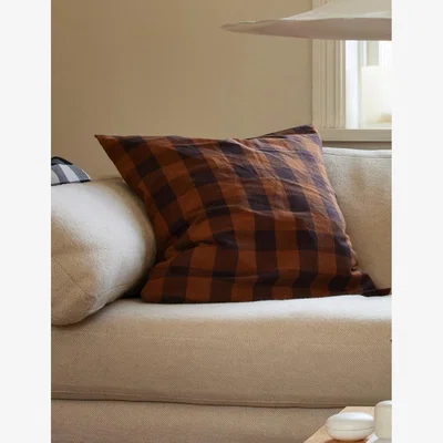 Rose & Grey Brown Checked Cushion