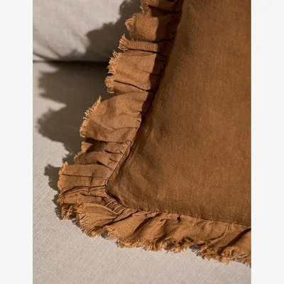 Rose & Grey Martha Ruffle Cushion in Terracotta