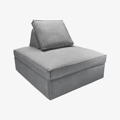 Sofa.com Harry Large Pouffe with bolster cushion in Earl Grey Smart Velvet - sofa.com