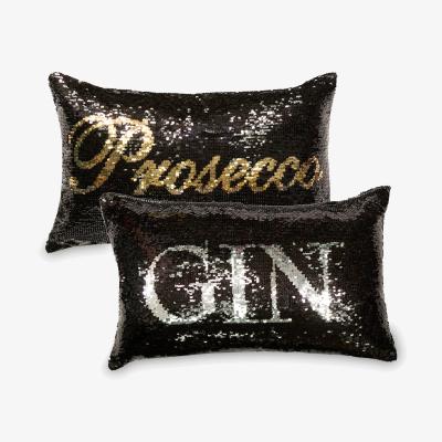 Sazy Festo Gin and Prosecco Reversible Sequin Cushion, Black, 45x45 cm