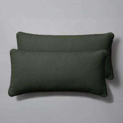 Sazy Cob Cushions 70x35cm Arpa Bouclé Green Forest, Set of 2