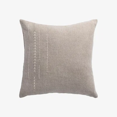 Tobias Oliver de Le Cuona | Cashmere Wool Twill Cushion With Vertical Detail Taupe