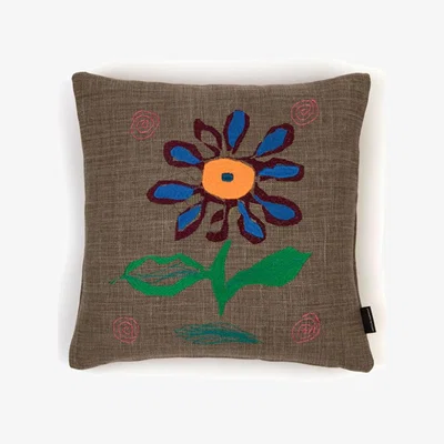 Tobias Oliver Christopher Farr | Tiger Flower Cushion | Blue