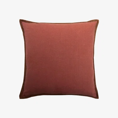 Tobias Oliver de Le Cuona | Artist Canvas Cushion With Suede Trim Red Earth
